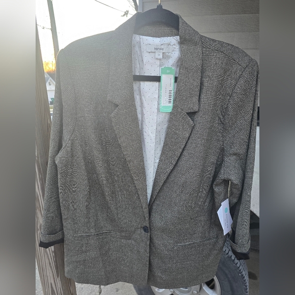 Stitch Fix Jackets & Blazers - KENSIE Rebekah Textured Plaid Women's Blazer Jacket Plus Size 1X Olive & Blk NWT